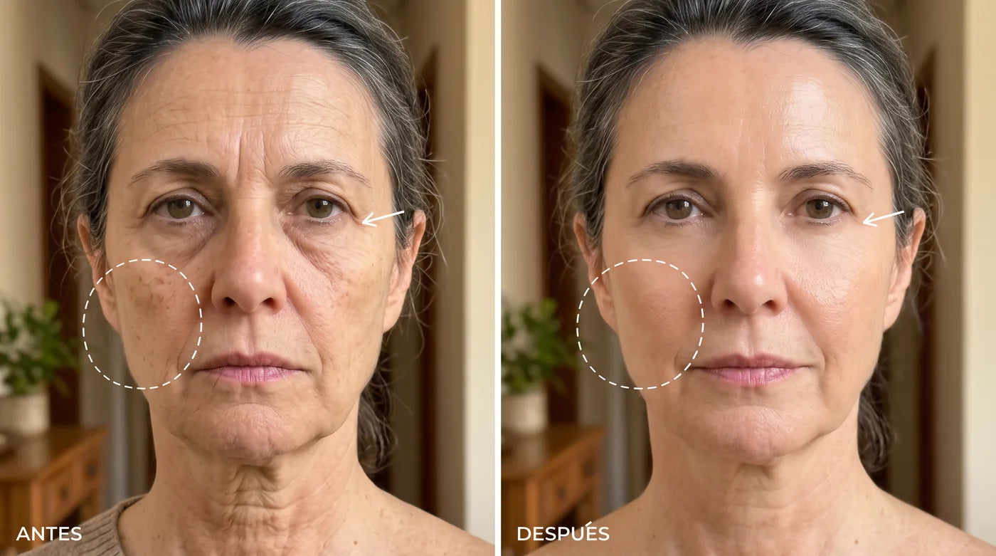 Raquel: antes y después, rostro completo