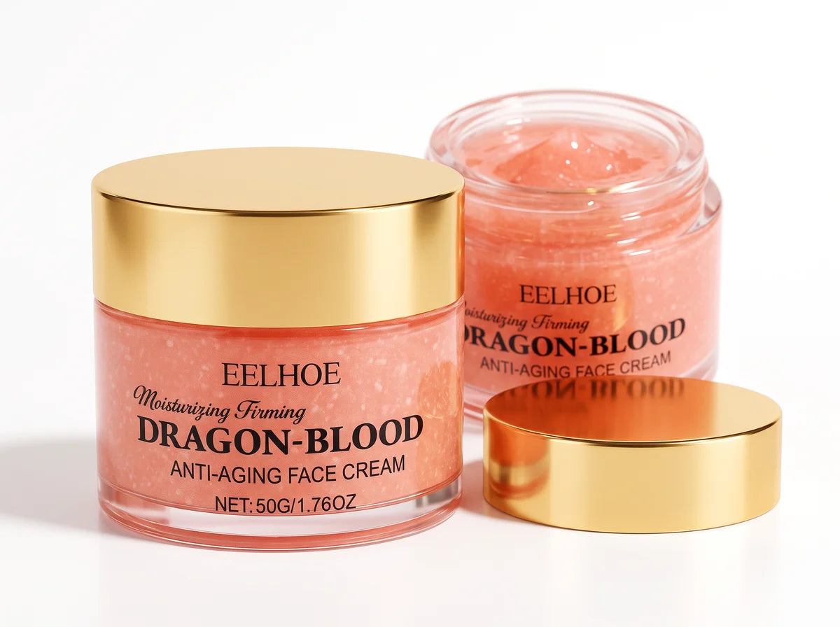 Tarro de Crema Dragon Blood sobre fondo blanco, con la crema coral visible