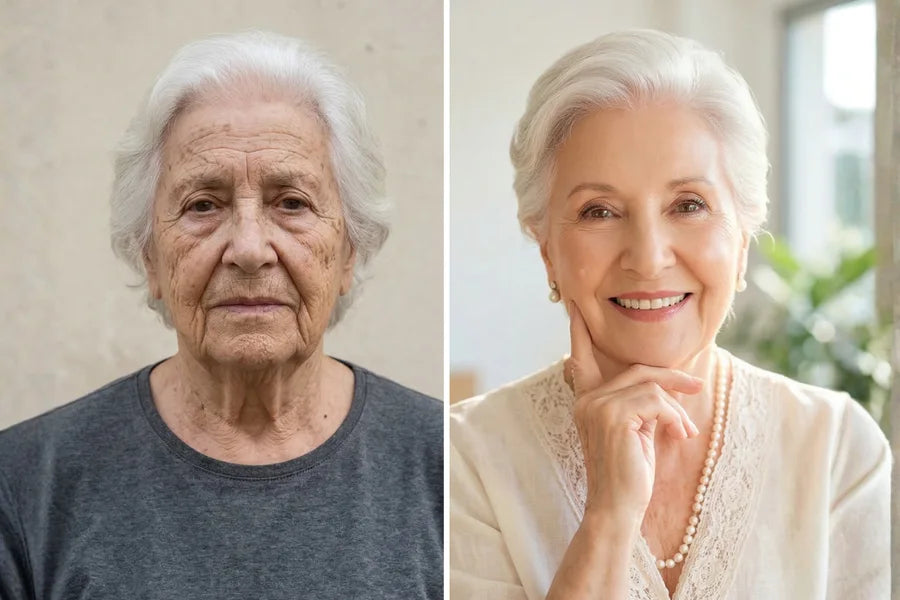 Mercedes Gallardo, 71 años, antes y después