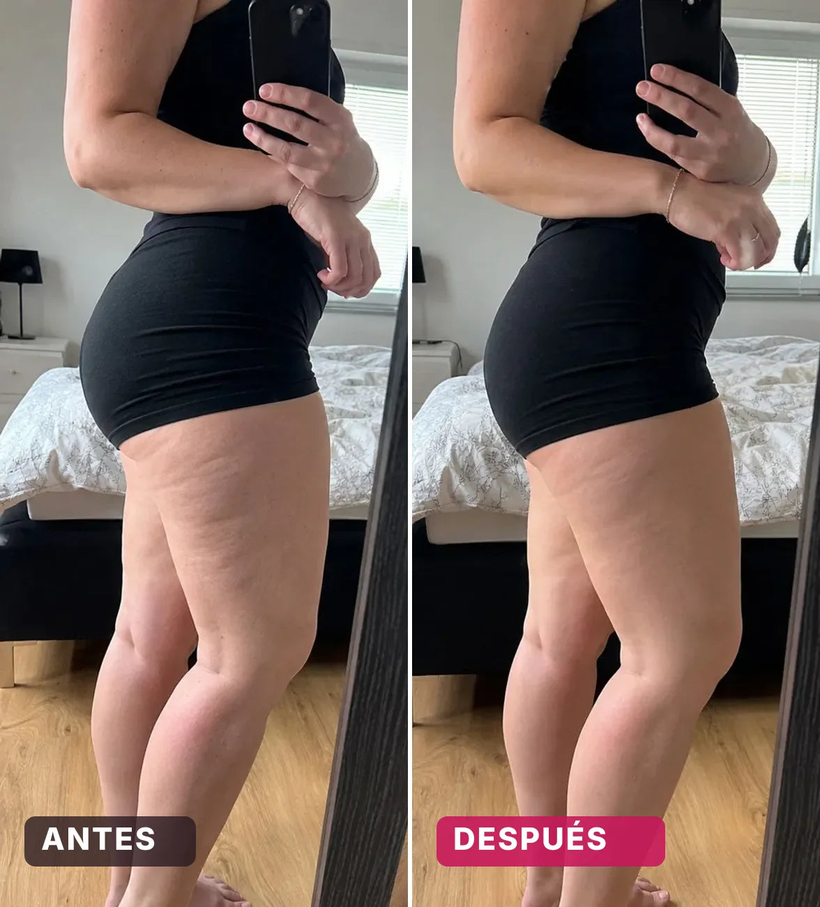 Marta R. — antes y después de 6 semanas con Candela