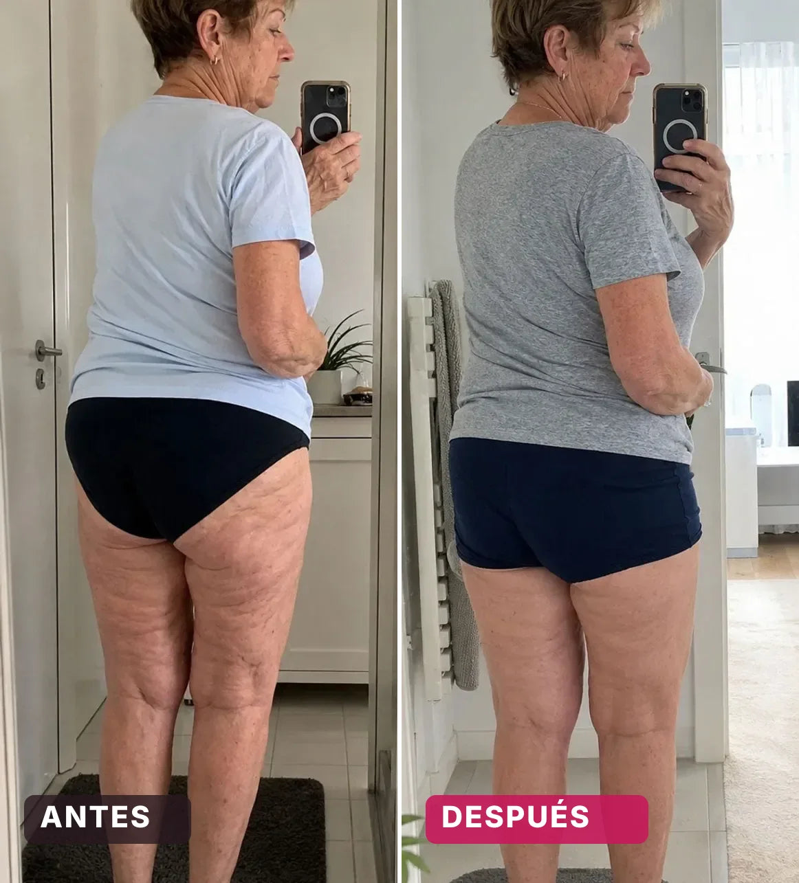 Begoña S. — antes y después de 6 semanas con Candela