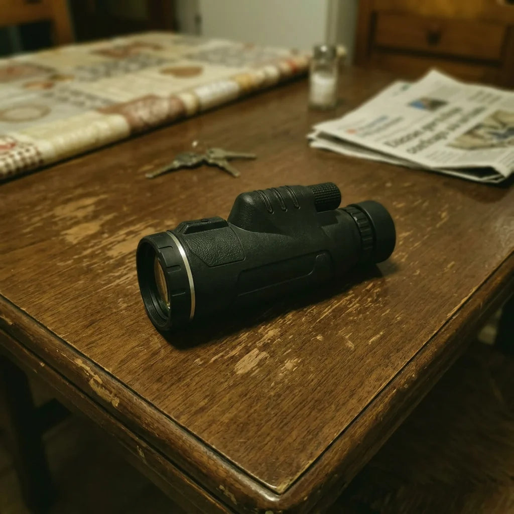 El MaxVision sobre la mesa de casa, junto a las llaves y el periodico